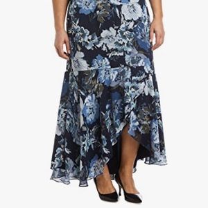 Hi lo floral flutter sleeve gown